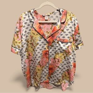 Victoria Secret Floral Satin Pajama Top Size XL